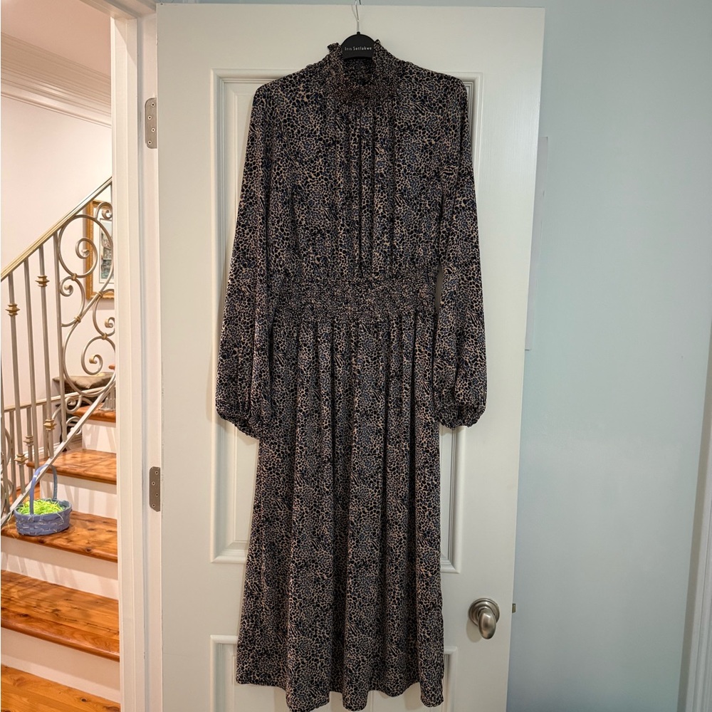 Mixed animal print high neck dress